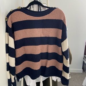 Striped wide sleeved sweater